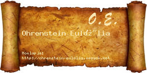 Ohrenstein Eulália névjegykártya